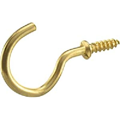 3/4" Solid Brass Cup Hooks - 5 pack