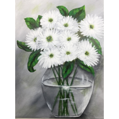 White Mums by Lonna Lamb