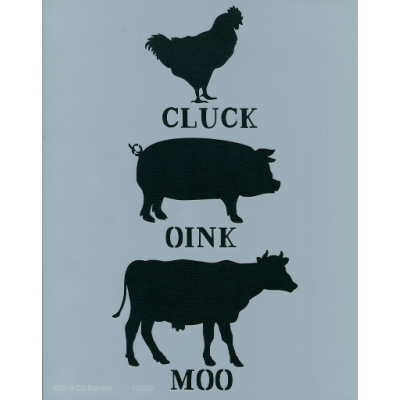 Cluck, Oink, Moo Stencil