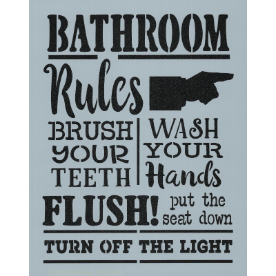 Bathroom Rules Stencil Cupboard Distributing