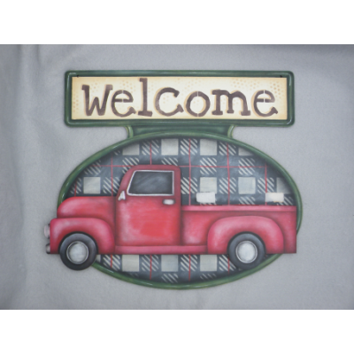 Red Truck Welcome Plaque E-Pattern