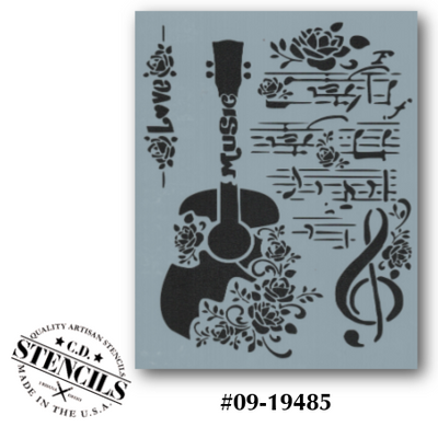 Guitar Collage Stencil