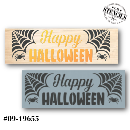 Happy Halloween Spiderwebs Stencil