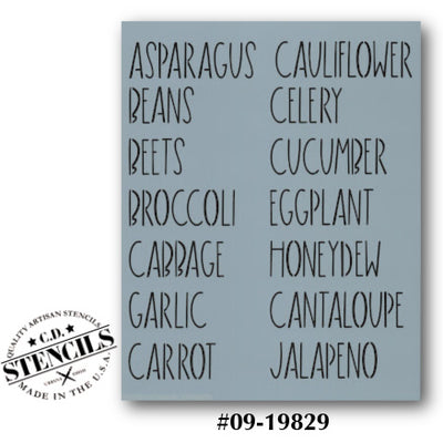 Garden Labels: Fruit & Veggies #1 Stencil