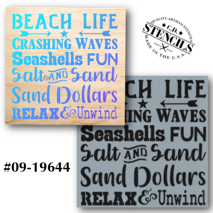 Beach Life 6x6 Stencil