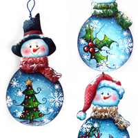 Snowman with Santa Hat Ornament