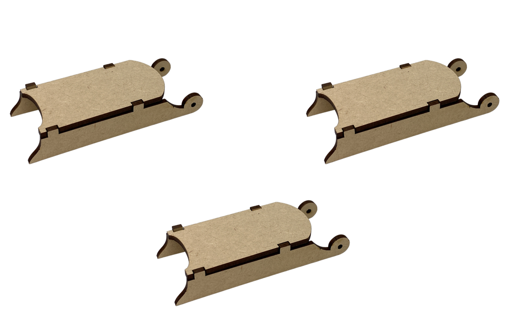 3-1/2 in. Mini Wooden Sled - Set of 3 Ornaments