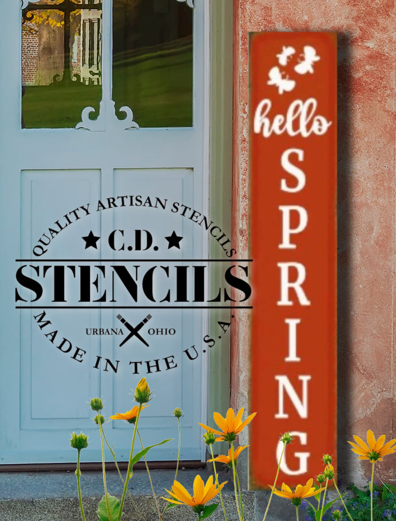 Porch Sign: Hello Spring Stencil | Cupboard Distributing