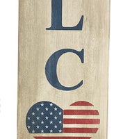 Porch Sign:  Welcome Flag Heart Stencil