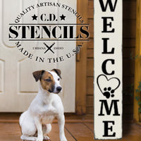 Porch Sign: Welcome Paw Stencil